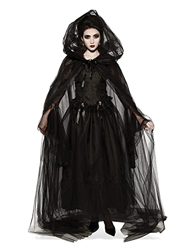 Rubies Adult Full-Length Sheer Cape with Oversized Hood, Black, One Size