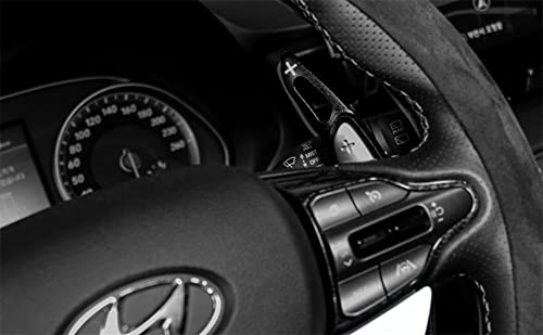 JUIVEEL Black Style Aluminum Steering Wheel Shift Larger Extended Cover Paddle Shifter Extension Cover Trim Compatible with Hyundai Veloster JS N Elantra N i30 N i20 N Kona N 2019-2022Accessories