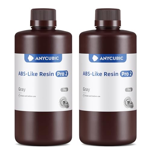 ANYCUBIC ABS-Like Resin Pro 2, 3D Printer Resin with Enhanced Strength and Toughness, High Precision and Minimal Shrinkage, Wide Compatibility for All LCD Resin 3D Printers (Grey+Grey, 2kg)