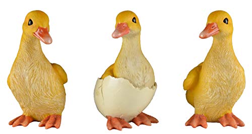 JORAE Ducks Statue Yard Garden Decorations Set of Three, Ducklings Ornament Animal Outdoor Statue, 5 in, Polyresin