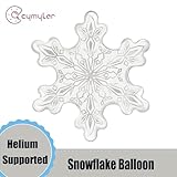 CYMYLAR Snowflake Balloons Pack of 4 36Inch Transparent Snowflake Mylar Balloon Snowflake Foil Balloons for Winter Wonderland Party Decorations Ice Snow Themed Birthday Party Decorations, Silver