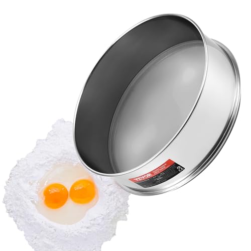 VEVOR Flour Sieve Fine Mesh, 40 Mesh Sifter, 304 Stainless Steel Sifter Food-grade, Dia. 12.6" Fine Mesh Strainers for Baking, 5 Sizes Mesh hole for Mungbean, Rice, Flour, Pearl Powder