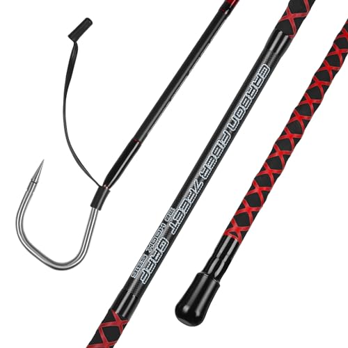 FISHAPPY Fishing Gaff Saltwater Fish Gaff with S316 Stainless Steel Fishing Hook Carbon Fiber Fishing Gaff 4'8''/ 7' (7' Gaff - 4'' Hook)