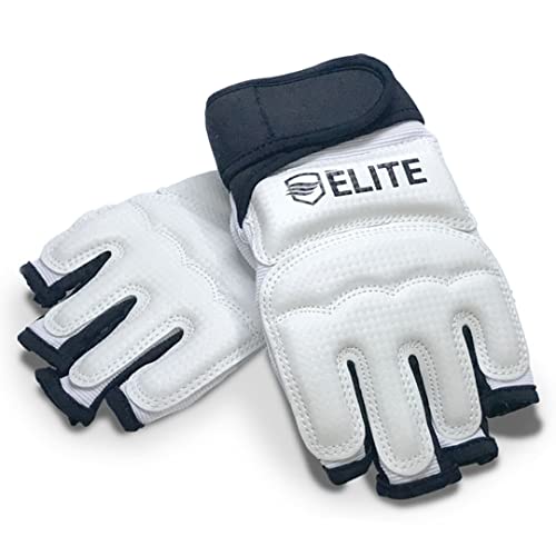 ELITE - Taekwondo Half-Finger Gloves, Protection for Training & Fights (TKD Hands Protectors for Kids & Adults) (Medium)