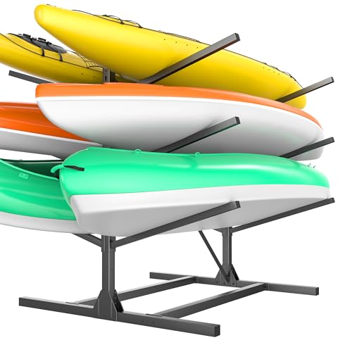 Ultrawall Kayak Storage Rack, Freestanding Kayak Racks For Garage, Adjustable Kayak Stand, Heavy Duty Paddle Board Rack For Kayak, Canoe, Surfboard, 660lbs Capacity, 3 Levels for 6 Kayaks
