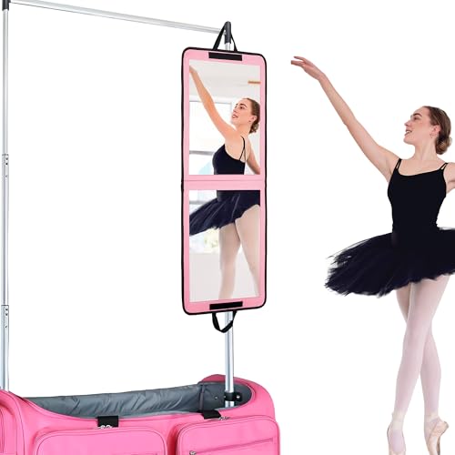 LPHUMEX Portable Pink Mirror Full Length for Dance, 33x13 Inch Hanging Dance Mirror for Dance Bag, Lightweight Folding Travel Mirror Dance Competition Must Haves