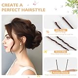 300Pcs U-Shaped Hair Pins (2.8IN, 2.4IN, 2IN) for Women, Kids, Girls - with Storage Box, 2Pcs Thick Seamless Hair Ties, and 50Pcs Elastic Hair Bands in Brown for All Hair Types