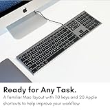 Macally Ultra-Slim USB Wired Computer Keyboard - Works Great as Both a Windows or Wired Mac Keyboard - Compatible Full Size Apple Keyboard with Numeric Keypad for Mac Mini, iMac, MacBook - Space Gray