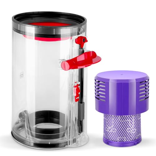 ACCTDLF Canister Dust Bin Replacement for Dyson V10 SV12 Animal Absolute Vacuum Cleaner Canister,Large Dust Bin Compatible with V10 Part No.969509-01,with HEPA Filter（NOT FIT Small/Outsize Bin）