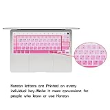 HRH Korean Language Keyboard Cover Skin,Silicone Keyboard Cover Protector for MacBook Air 13 Inch 2020 with Touch ID (MODLE A2179 and A2337 M1 Chip, US Layout)-Ombre Pink