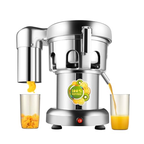 Commercial Juice Extractor, Stainless Steel Juicer Extractor Machine Fruit Food Mixer Juicer Processor Automatic Orange Squeezer Professional Countertop Blender Drink Mixer 110V 370W