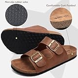 ONCAI Men's-Slide-Sandals-Beach-Slippers-Slippers Shoes Indoor and Outdoor Anti-skidding Flat Cork Sandals and Classic Summer Beach Slippers with Two Adjustable Straps Size 10