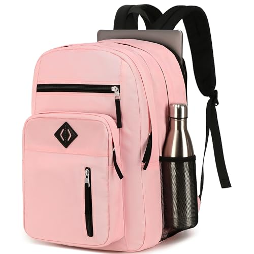Laptop Backpack 17 inch for Women Men Large College Bookbags Waterpoof Work Business Travel Backpacks Kids School Bag for Girls Boys Students Teens Elementary Schoolbag Casual Daypack Sport-Pink