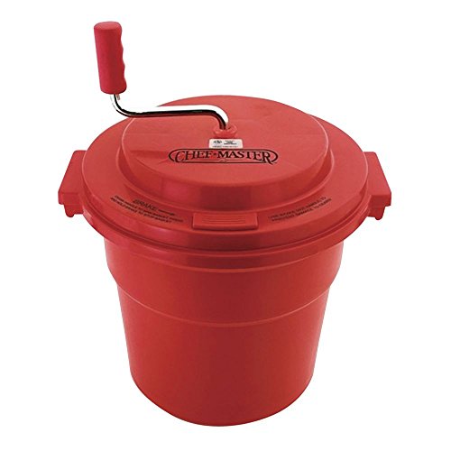 5 Gallon Commercial Salad Spinner Salad Dryer Remove Excess Water for Crisp & Fresh Salad Sealed Gearbox Built-in Brake System Durable Spinner Mechanism for Restaurants & Catering by Chef Master 90005
