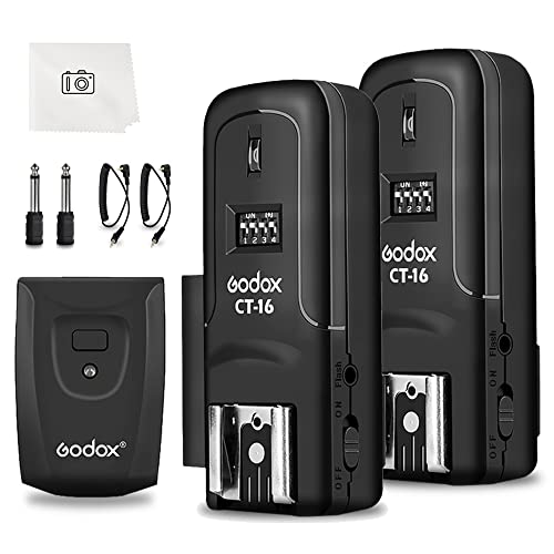 Godox CT-16 Wireless Radio Flash Trigger Receiver Kit,Fit Compatible for Canon Nikon Pentax DSLR Camera Studio 3 in 1 Flash Transmitter and Receiver