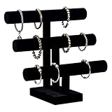 Pengup 3 Tier Bracelet Holder,Bracelet Display Stand,Black Velvet Jewelry Organizer Displays for Necklace Scrunchies Watches Hair Ties.