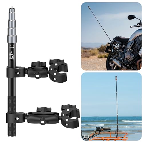 Taisioner Motorcycle Bike Handlebar Double clamp Mount with 59" Invisible Selfie for insta360 X5/X4/X3/X2/XONE/GO2/3(Locking Anti-Fall Version)