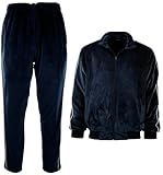 Mens Velour Set with Zippered Pockets and Velour Lining (211-Navy, 3X-Large)