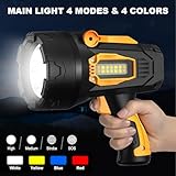 MIXILIN Rechargeable Spotlight 1000,000 Lumens, Super Bright LED Spotlight Flashlight Outdoor with COB Light & Foldable Tripod, 10000mAh Long Lasting Large Handheld Spot Light for Boating Camping