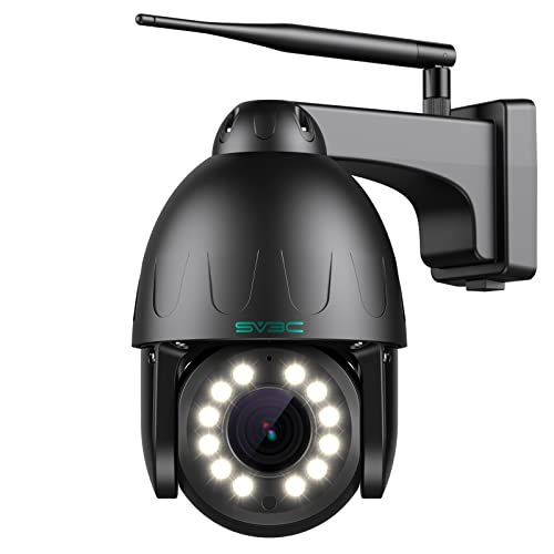 SV3C PTZ WiFi Security Camera Outdoor 15X Optical Zoom Auto Tracking 5MP Floodlight Color Night Vision Wireless IP Cam, 2-Way Audio, Black Metal Shell, RTSP, SD Card Record, BlueIris, Onvif Conformant