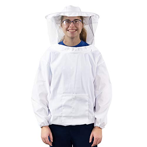 VIVO Professional White Medium Beekeeping Suit, Jacket, Pull Over, Smock with Veil BEE-V105M