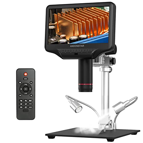 Andonstar AD407 Pro 2160P 3D HDMI 4MP Digital Microscope, Soldering Microscope Pro Metal Stand, 7" LCD USB Electronic Microscopes Camera for PCB Phone Repair, DIY Electronics SMD SMT BGA Circuit Board