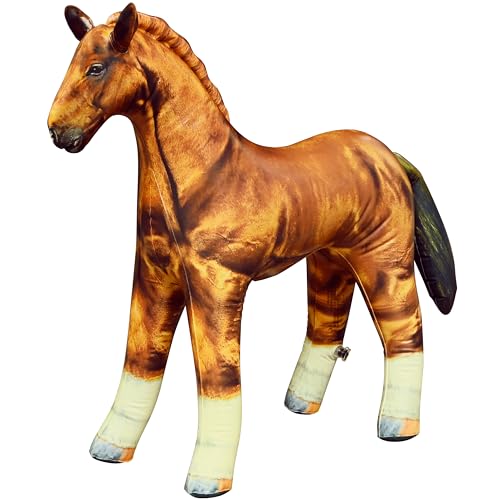 Jet Creations 38" Long Inflatable Horse, Golden Brown Lifelike Blow-Up Toy Figure for Decoration or Play, Livestock Theme Party, Pool, Birthday, VBS, Photo Prop, Baby Shower 1 pc