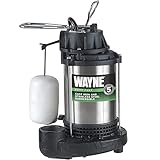 Wayne 58321-WYN3 CDU980E 3/4 HP Submersible Cast Iron and Stainless Steel Sump Pump with Integrated Vertical Float Switch, Large, Silver