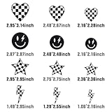 12Pcs Black and White Checkered Iron on Patches Classic Racing Heart Star Smile Lightning Bolt Sew on Repair Embroidered Applique Preppy Style DIY Crafts Accessories Gifts for Clothing Backpack Hat