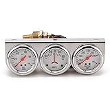 2" 52mm Chrome Panel 3in1 Car Meter Oil Pressure Fahrenheit Water Temp Ammeter Triple Gauge Kit Set White Face