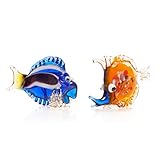 Set of 12 Aquarium Decorations Glass Figurines - Handmade Colorful Glass Water Animal Figure Fish Tank Realistic Decor Ornaments