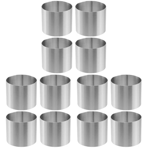 Yardwe 12pcs Round Cake Rings, Stainless Steel Cheese Cake Pastry Ring, Mini Mousse Rings Cake Mold for Baking Dessert (2.36 inch)