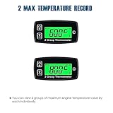 Runleader Digital LCD Engine Temp Gauge,Dual Temperature Record,Backlight Display,User Shutdown,Battery & External Power Supply for Generator Motorcycle Dirtbike ATV Outboard Motor Marine Snowmobile