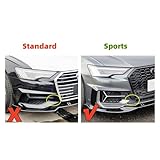 2pcs Car Front Glossy Black Honeycomb Mesh Style Bumper Fog Light Lamp Grill，Compatible For Audi A6 SLine S-Line Bumper C8 S6 2019-2022(Aluminum foil)