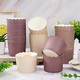 Whaline 120Pcs Brown Paper Baking Cups Scalloped Edge Cupcake Wrappers Gradient Brown Cupcake Muffin Cases for Wedding Birthday Baby Shower, 3 Colors