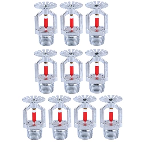 ACYOGIE 10 Pcs Fire Sprinkler Head - Copper Chrome, 1/2” NPT 155℉(68°C) Pendent Type Spray, K80 Fast Response Automatic Fire Sprinkler System for Residential, Factory, Mall, Warehouse Building