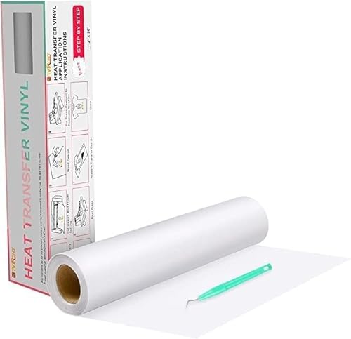 HTVRONT Heat Transfer Vinyl White HTV Rolls - 12" x 20ft White Iron on Vinyl for All Cutting Machines, HTV Vinyl for Shirts - Easy to Cut & Weed for Heat Transfer Design