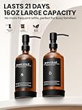 [Luxury] Kitchen Soap Dispenser Set - 16OZ Amber Glass Bottle, Stainless Steel Pump, Instant Dry Tray, Waterproof Labels, Non-Slip Silicone Pad, and Dish Brush | Upgrade for Your Kitchen and Bathroom