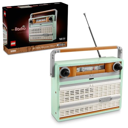 LEGO Icons Retro Radio Building Set for Adults - Home Decor for Bedroom, Living Room, Desk for Vintage Aesthetic with Sound Effects & Smart Phone Integration - Gift for Graduation - 10334