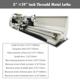 INTSUPERMAI Mini Metal Lathe 8" x 39" Inch Thread Mini Lathe Bench Top 1100W Power Metal Wood Plastic LatheHobby DIY Metal Lathe 50-2500rpm Brushless Motor 110V