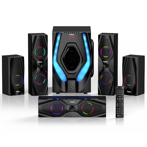 Bobtot Surround Sound Systems Home Theater System - 1200 Watts Peak Power 10" Subwoofer 5.1/2.1 Wired Audio Stereo Speakers Strong Bass with HDMI ARC Optical AUX Bluetooth Input