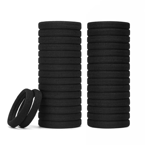 Mia Klein Hair Ties Black 100Count Extra Thick 5CM, Bulk Elastic Hair Bands for Thick Heavy Hair, Seamless Hair Accessories for Girls Women, Ponytail Holder (Black)