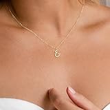 Tewiky Initial Necklace for Women-14k Gold Filled/925 Sterling Silver Dainty Gold Letter Necklace Trendy Cute Custom Personalized Monogram Necklace