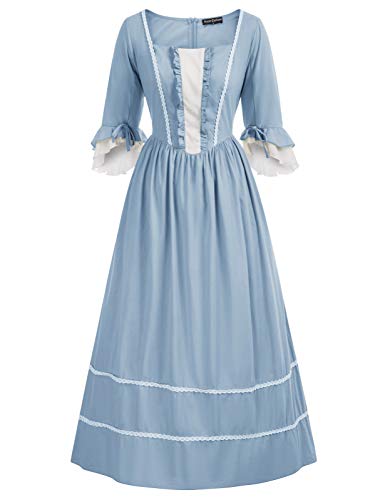 Scarlet Darkness Colonial Costume Women 19th Pioneer Dress Civil War Dress Pilgrim Costume Blue S
