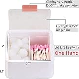 Tecbeauty 2 Slot Cotton Swab Ball Qtip Holder Jar Plastic Container Dispenser Box with Hinged Lid for Bathroom Home Storage Organizer