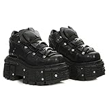 New Rock M-TANK106-C2 Men's Black 100% Leather Goth Platform Punk Fashion Ankle Boots Shoe 9