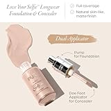 PUR Cosmetics 4-in-1 Love Your Selfie Longwear Foundation and Concealer - Unique, Dual-Applicator Component - Covers Blemishes and Imperfection - Reduce Fine Lines and Wrinkles - MP3 - 1 oz Makeup