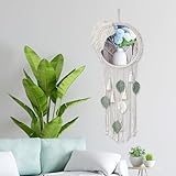 DUOQYA Boho Wall Decor Mirror Macrame Circle Hanging Mirror for Apartment Livingroom Bedroom Dorm Room Entryways