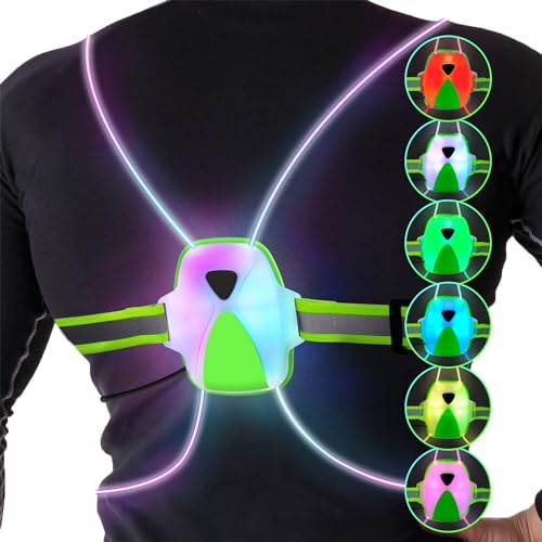 USRASTIE Led Reflective Running Vest Light, Running Vest for Men/Women Runner, Cycling, Walking, Reflective Running Gear with Front Light (Green)
