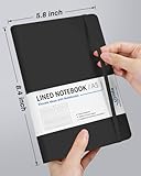 Dynta Hardcover A5 Lined Journal Notebook, 7Packs Medium Notebooks Bulk for Writing/Work/Note Taking, 200 Pages, Classic College Ruled, Inner Pocket, 8.4 x 5.8 inch(Black)